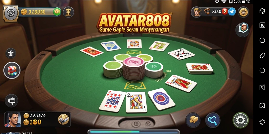 Tampilan gameplay seru dalam AVATAR808 dengan kartu Gaple yang menantang.