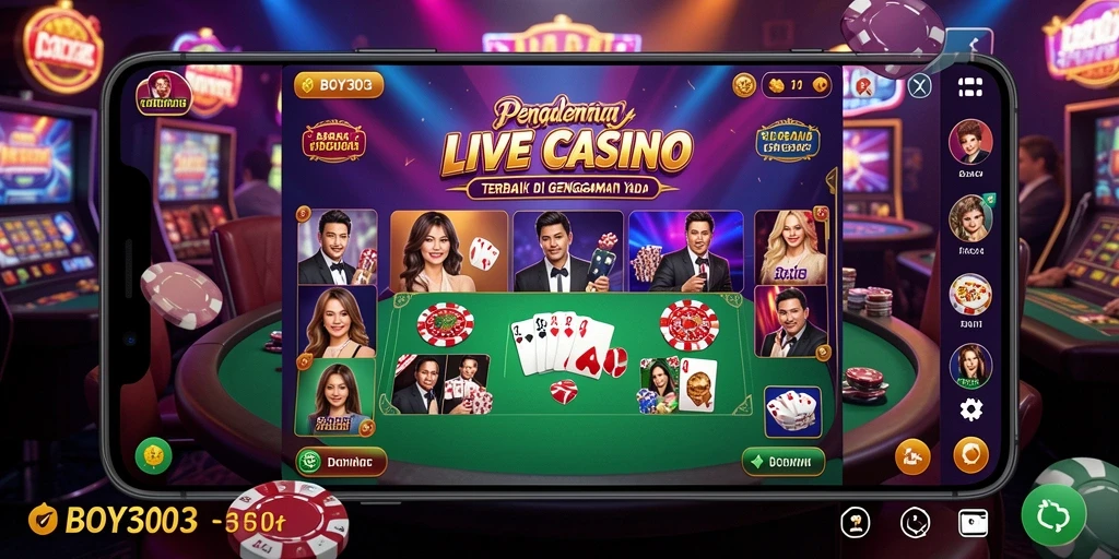 Screenshot gameplay BOY303 menampilkan dealer langsung yang interaktif.