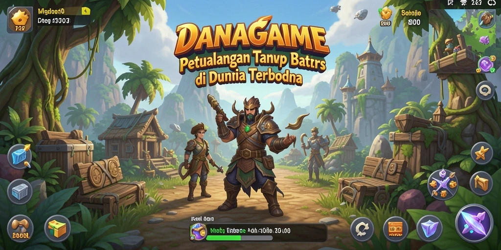 Menggambarkan aksi seru menjelajahi dunia terbuka di DANAGAME.