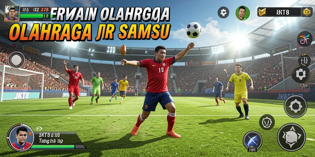Tampilan gameplay JKT8 yang menarik penuh aksi olahraga.