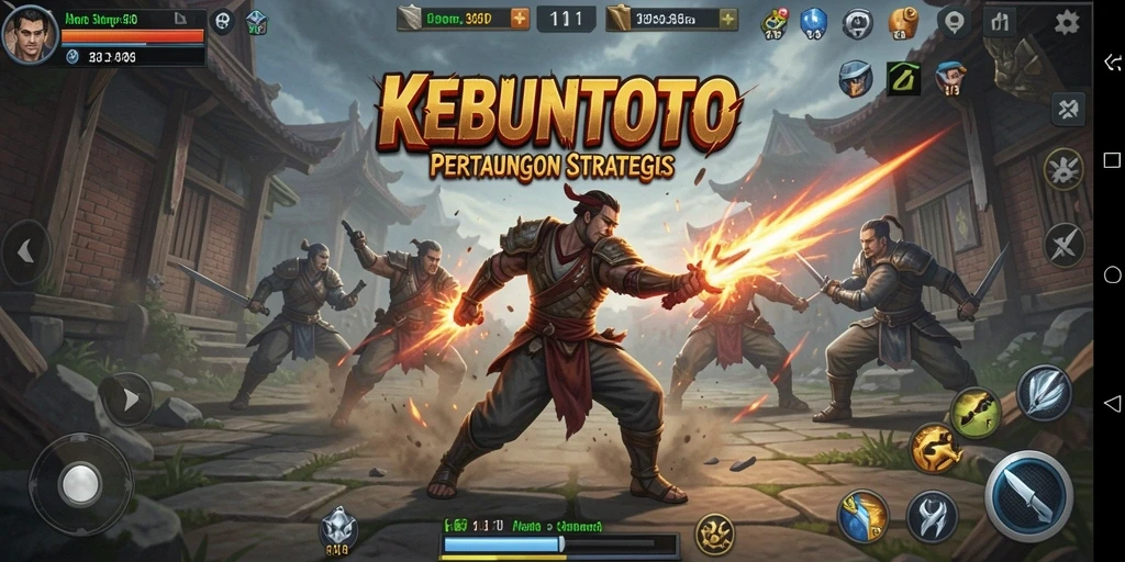 Tangkapan layar utama KEBUNTOTO menampilkan aksi pertempuran strategis yang mendebarkan.
