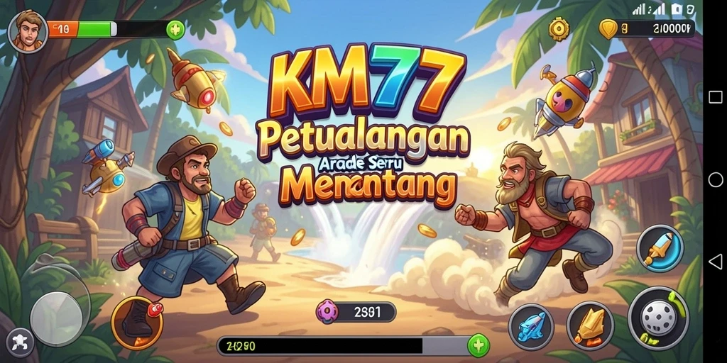 Screenshot menunjukkan pengalaman gameplay seru dan penuh aksi dalam KM777.