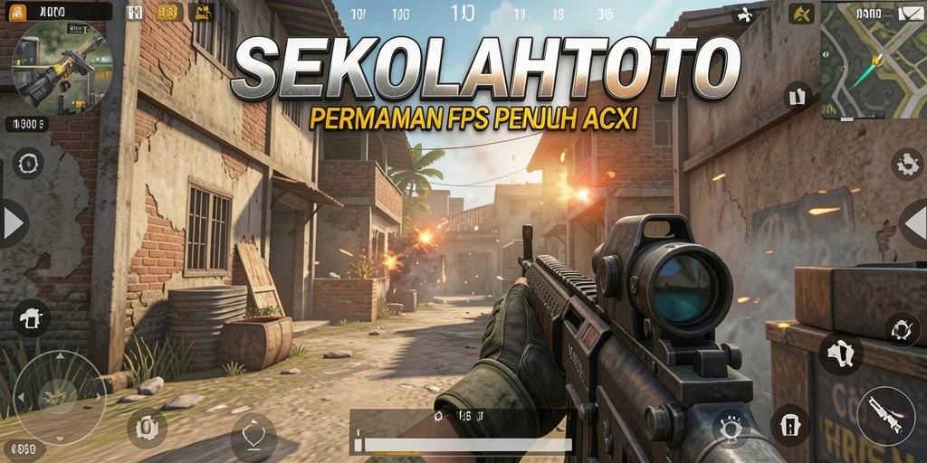 Gameplay intens dari SEKOLAHTOTO, menampilkan aksi tembak-menembak yang seru.